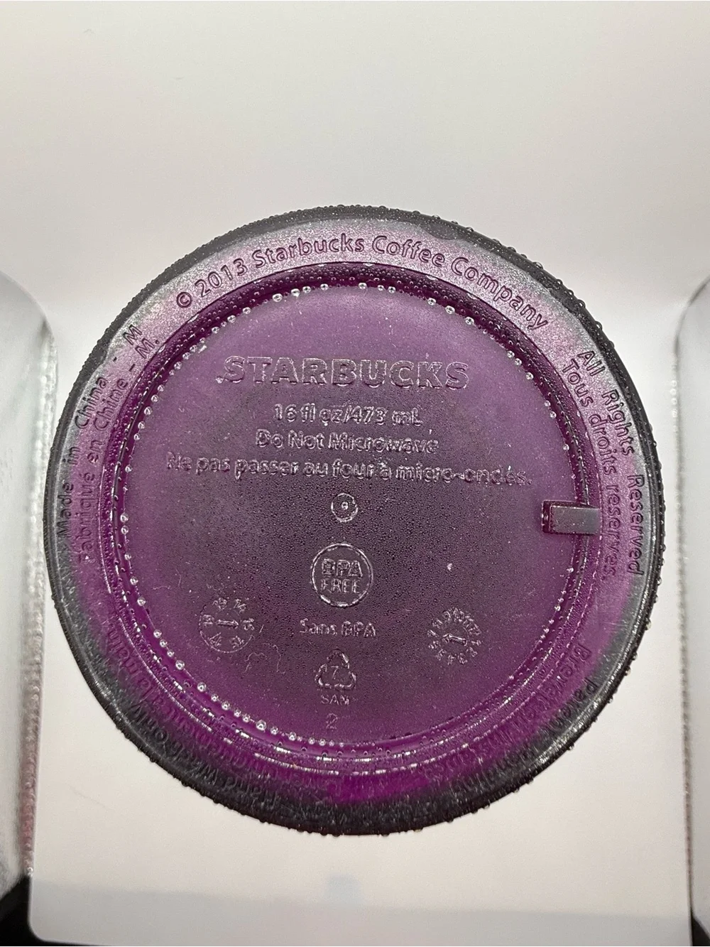 Starbucks 2013 Purple 16oz Tumbler Travel Mug Gold Metal Logo BPA Free